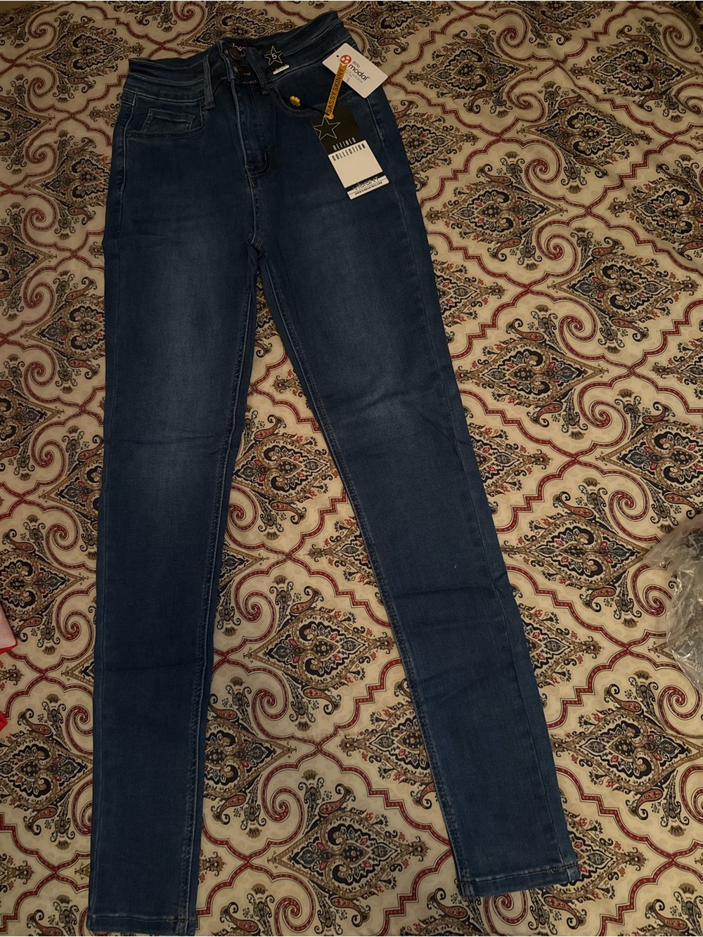 High-Rise Dark Blue Skinny Jeans - Unbranded